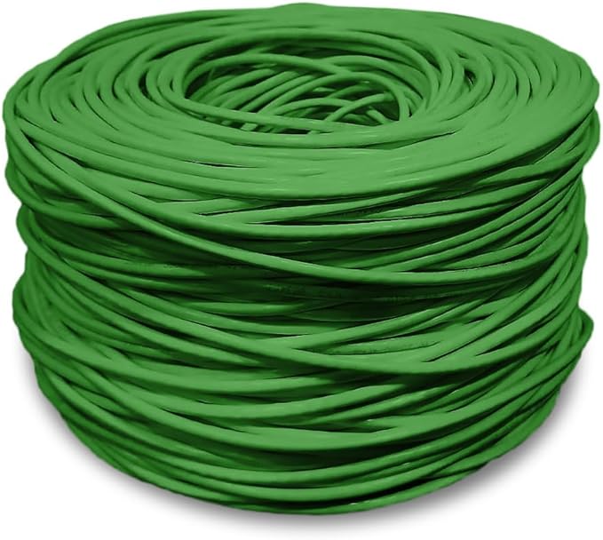 Dripstone CAT5e Ethernet Cable 1000ft – 24AWG Solid CCA UTP Unshielded CAT 5e, High Speed LAN Network, RJ45 Cable, Easy Pull Box Ethernet Cord (Green)