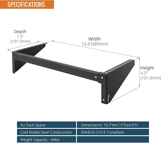 Tecmojo 4U Foldable Vertical Wall Mount Rack and Wall Mountable Patch Panel Bracket for 19" Rack Mount Network and Server Equipment
