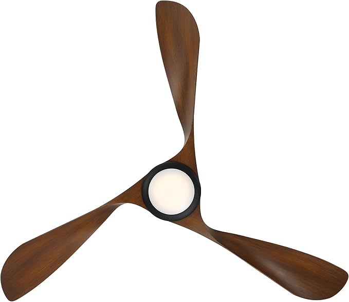 WAC Lighting Swirl 3-Blade Aluminum Smart Ceiling Fan in Matte Black/Brown