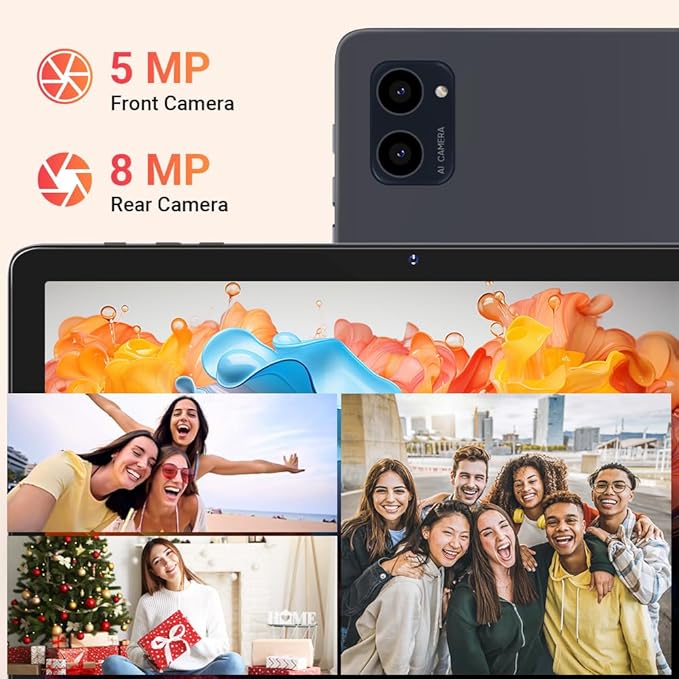 Tablet 10.1 inch, Android 14 Tablets with Octa-core Processor, 8GB + 64GB Storage Up to 1TB Expandable, HD IPS Screen, Long Battery Life, WiFi6, Fast & Portable Tablet for Work & Entertainment