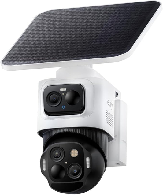 eufy Security eufyCam S4, Solar Security Camera Wireless Outdoor, Triple Lens Bullet-PTZ Cam, 4K UHD, 360° Pan and Tilt, Auto Track, 8× Hybrid Zoom, Color Night Vision, HomeBase S380 Compatible