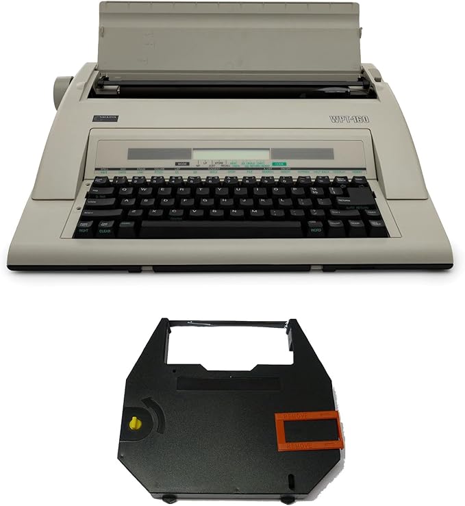 Nakajima WPT-160 Electronic Portable Typewriter with Correct Film Ribbon (2 Items)