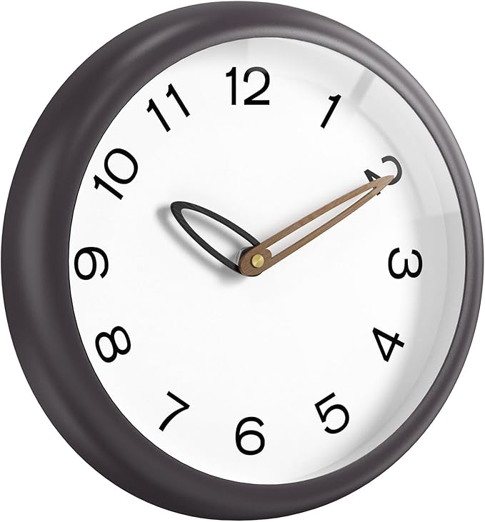 Modern Wall Clock,Battery Operated,Tempered Glass,12" Silent Clocks for Living Room,Bedroom,Kitchen,Bathroom - Stylish Home Decor Gift (Space Gray)