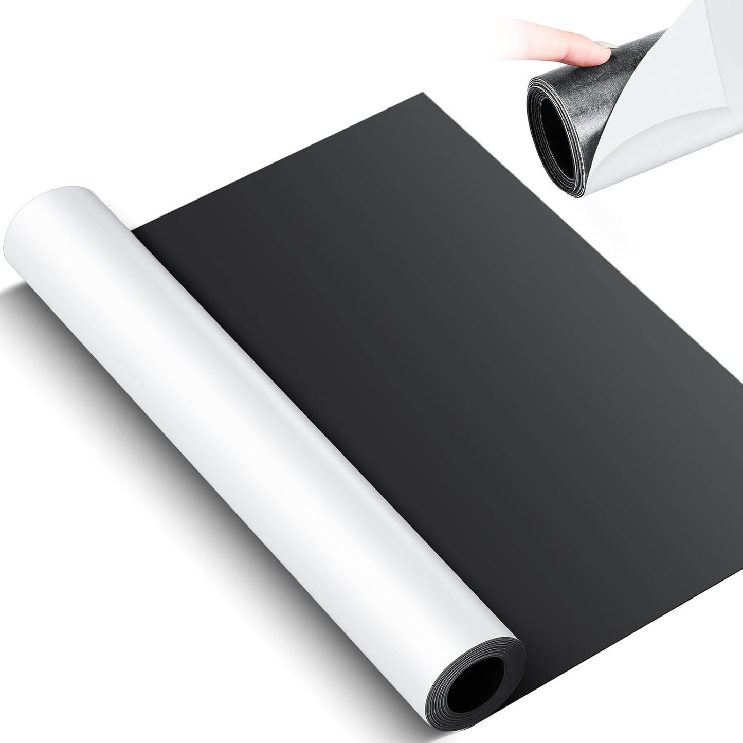 8 Inch x 5 ft x 30mil Extra Large Adhesive Magnetic Sheet Roll Not Printable Adhesive Backing Cut and Customize Flexible Sheets Blank White Surface Magnetic Sign for Craft Photo Craft Office
