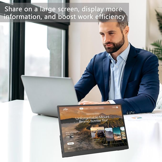 Portable Monitor Touchscreen, 15.6''Laptop Screen Extender, FHD IPS Touch Screen, Travel Monitor with Kickstand & Speaker, HDMI USB C External Monitors for Laptop Phone Computer Xbox Switch