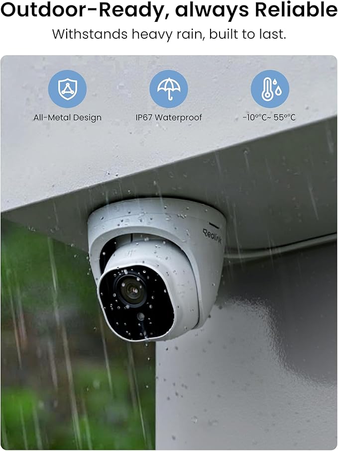 REOLINK 4K Security Camera System, 4pcs H.265 PoE Wired Turret Cameras with Person Vehicle Detection, 4K/8MP 8CH NVR with 2TB HDD for 24-7 Recording, RLK8-800D4