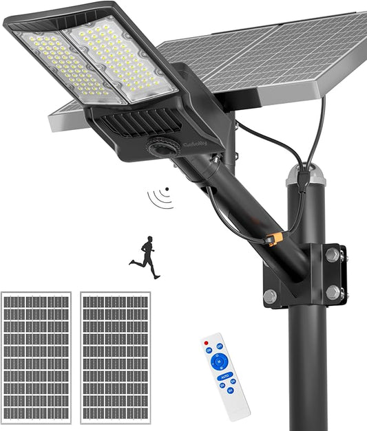 Gefolly SL-8500W Solar Street Lights Outdoor, 500000LM Commercial Parking Lot Light Dusk to Dawn IP67 Waterproof 6500K Security Flood Lights with Motion Sensor Lamp for Yard, Road
