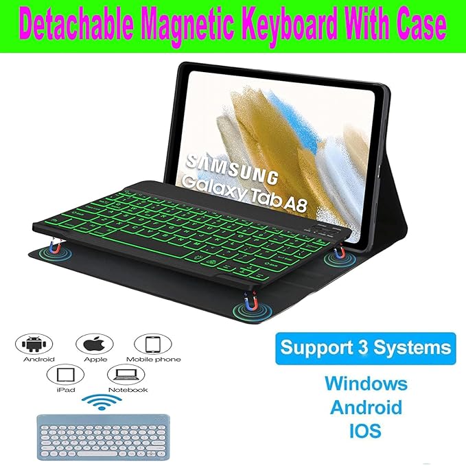 Keyboard Case for Samsung Galaxy Tab A11 Plus/ A9 Plus 11 inch (SM-X210/X216/X218) 2023, Backlite A9+ Keyboard Case with S Pen Holder for A11+(Black)