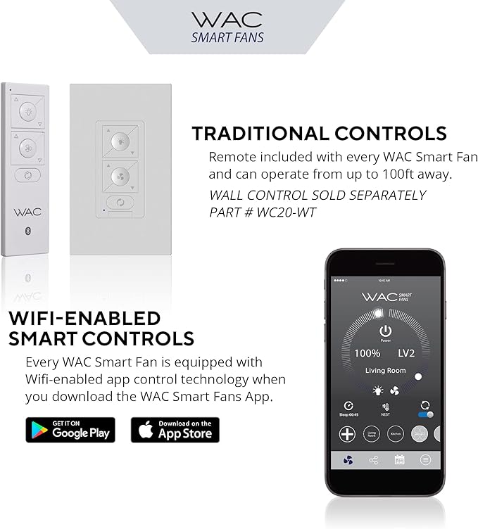Mocha Indoor/Outdoor 3-Blade Smart Compatible Ceiling Fan 54in Matte White with Remote Control and Wall Cradle. Works with iOS/Android, Alexa, Google Assistant, Samsung SmartThings, and Ecobee.