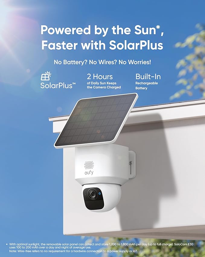 eufy Security SoloCam E30, 2-Cam Pack Kit, Security Cameras Wireless Outdoor, Solar Camera Outdoor Wireless, 360° Pan, AI Tracking, 2K Clarity, No Monthly Fee