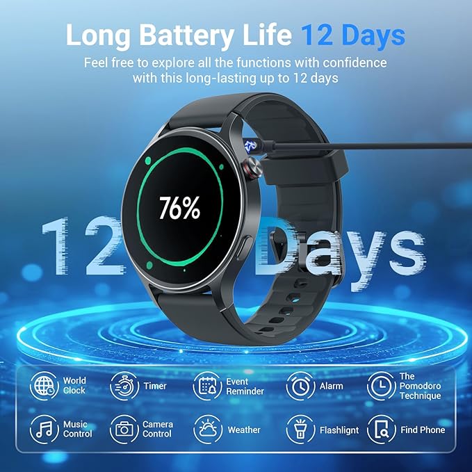 Fitpolo Smart Watch for Men Women,1.3" AMOLED Touchscreen Fitness Tracker, Make/Answer Calls, Heart Rate SpO2 Monitor, IP68 Waterproof, Sleep & Activity Tracking Smartwatch for Android Phones iPhone