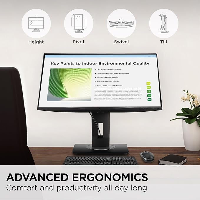 ViewSonic VG2748A-2K 27 Inch IPS QHD Ergonomic Monitor with Ambient Light Sensor, Auto Screen Dimmer, Screen Privacy Alert, USB Hub, DisplayPort, HDMI, and VGA for Home and Office