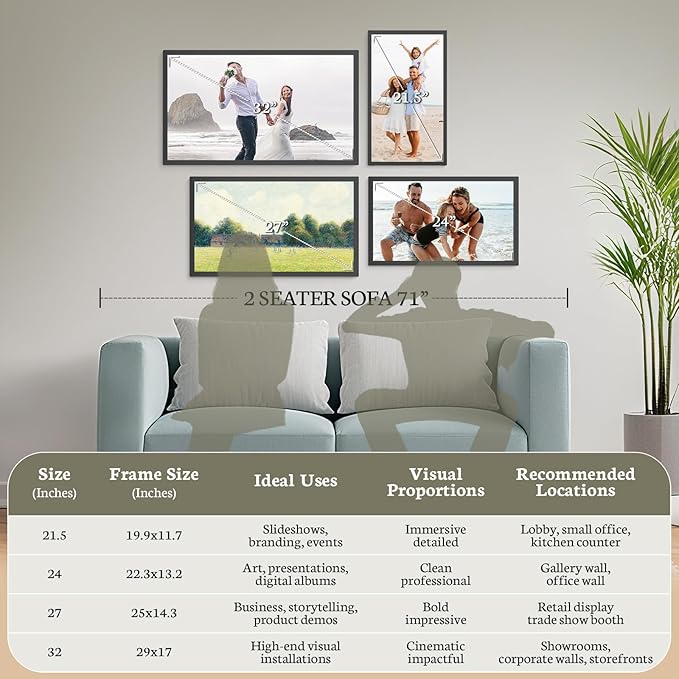 BSIMB Large Digital Picture Frame 27 Inch, 1920x1080 FHD WiFi Digital Photo Frame Electronic 32GB Display, Wall Mount Included, Share Pictures/Videos via App Easy Setup Gifts for Mom(Non-Touch), Black