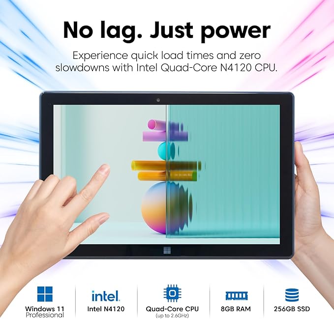 Fusion5 Built in USA 10.1” Windows 11 Professional Full HD Tablet PC - 8GB RAM 256GB SSD, Ultra Slim, Intel Quad-Core, 10 Inch Windows Tablet, USB, HDMI - 2 Year Full Warranty with Accidental Damage