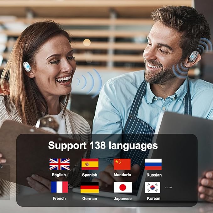 Language Translator Earbuds, Two-Way Instant Language Translator Real Time with APP for 130 Languages,Fast Reaction Translation Device (Black)