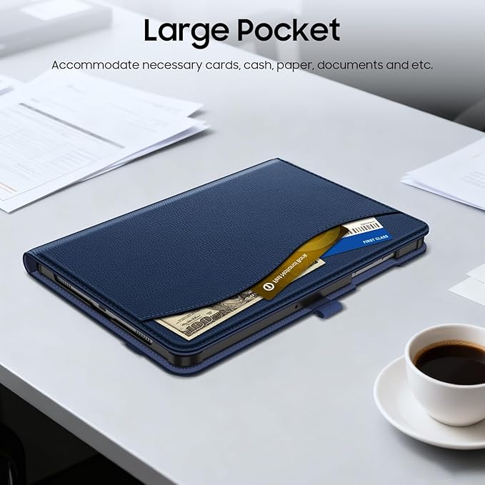 Fintie Case for Samsung Galaxy Tab A9 Plus/A9+ 5G 11 Inch 2023 Model (SM-X210/X216/X218), Multi-Angle Viewing Smart Stand Back Cover with Pocket Auto Wake/Sleep, Navy
