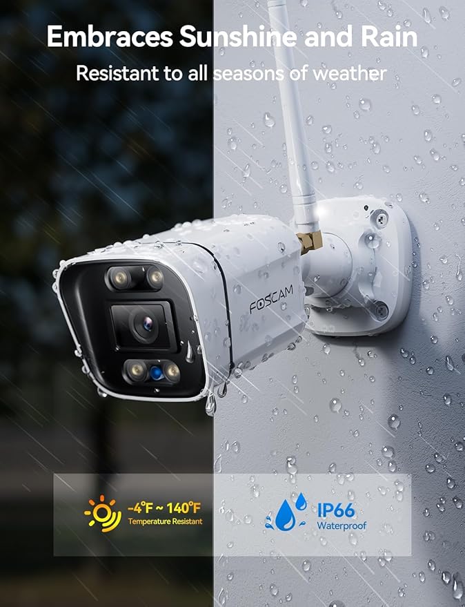 FOSCAM 4K 8MP Security Cameras Wireless Outdoor, 5GHz&2.4GHz WiFi Surveillance Camera for Home Security Outside, 120° FoV, 20x Digital Zoom, AI Detect Human/Vehicle, 66FT Color Night Vision, IP66