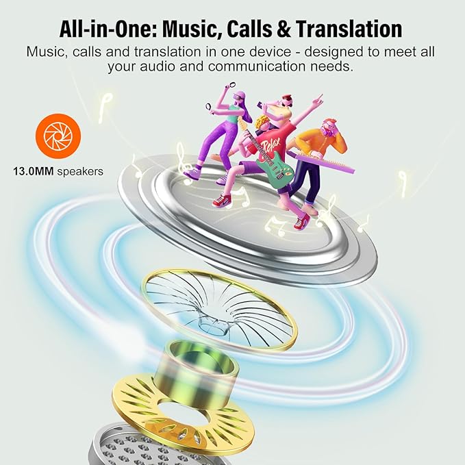 AI Language Translation Earbuds, 3-in-1 Translator Earbuds Real Time with 7 Translation Modes, with Audio and Video Call, 164 Language Bluetooth 5.3 Headphones Translating Device, Dark Green