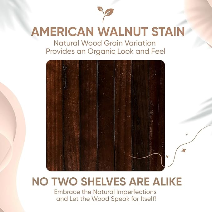 Homeforia Walnut Floating Bathroom Shelves, High End Solid Real Wood 16 inch Small Floating Shelf for Wall Mounted, Dark Brown 16inch Floating Shelves, Heavy Duty Bracket, 16 X 6.5 X 1.75 in, Set of 2