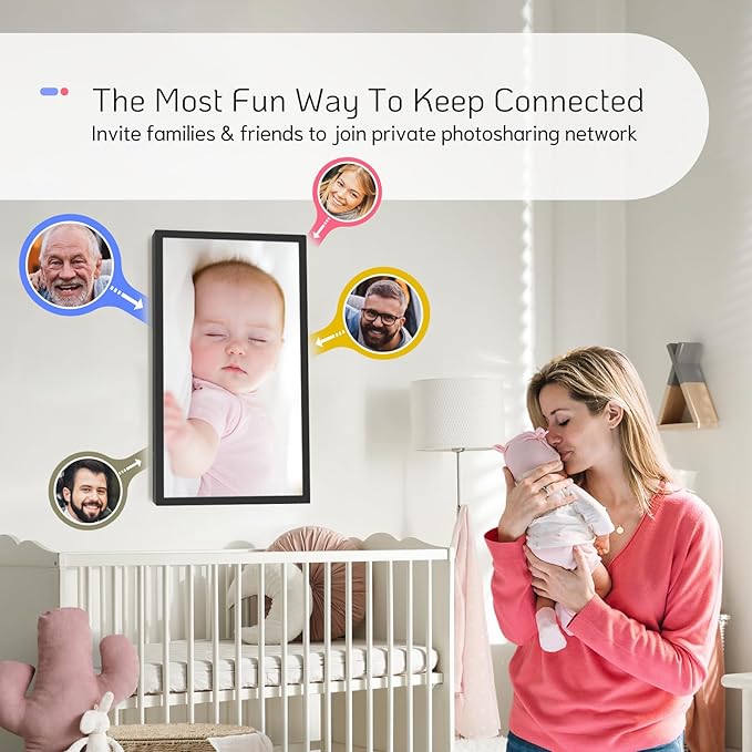 NexFoto 32 Inch Digital Picture Frame 64GB, Extra Large Digital Photo Frame 1920x1080 IPS FHD, Remote Control, Easy to Share Photos/Videos via App/USB/Email, Gifts for Mom Christmas, Black