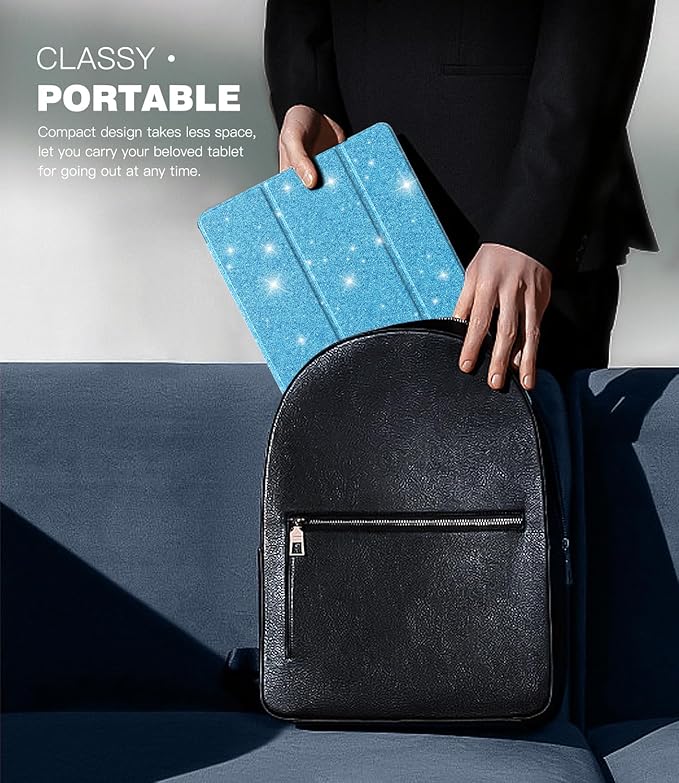TiMOVO Case for Samsung Galaxy Tab A9+/A9 Plus 11 Inch 2023 SM-X210/X216/X218, Slim Lightweight Stand Hard Back Shell Protective Cover, Auto Wake/Sleep, Glitter Sky Blue