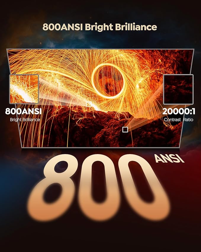 [Built-in Official Apps/4K Support] Smart Outdoor Projector with WiFi and Bluetooth, 800ANSI Movie Projector, DoIby Audio with Dual Speaker, Auto Focus w/ YouTube&PrimeVideo Proyector, Upgrad P62 Pro
