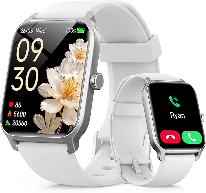 Smart Watches for Women with Alexa & Bluetooth Call,1.85" HD Screen Fitness Tracker,30-Day Battery, Heart Rate/Sleep/SpO2 Monitor,100+ Sports Modes,2ATM Waterproof Smartwatch for Android iPhone(White)