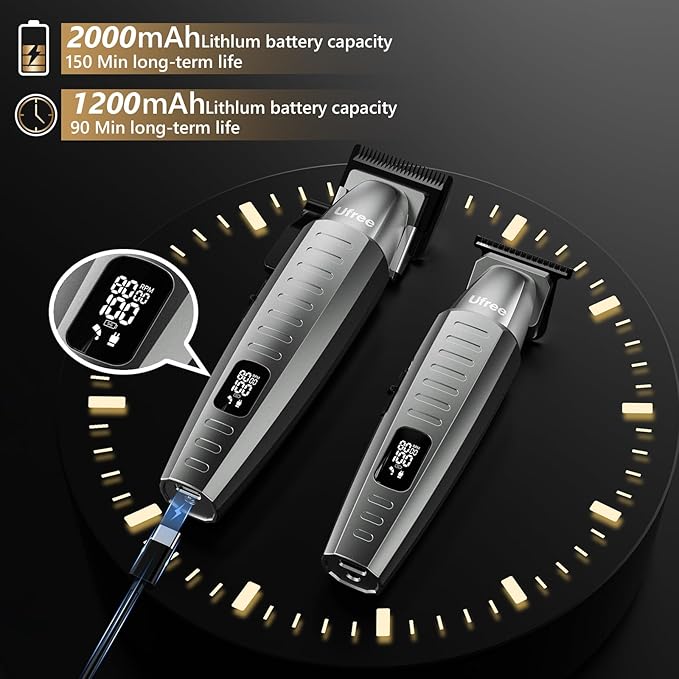 Ufree Professional Hair Clippers for Men with Bag, Mens Clippers and Trimmers Set, Barber Clippers Set, Electric Beard Trimmer, Gifts for Men, Gray