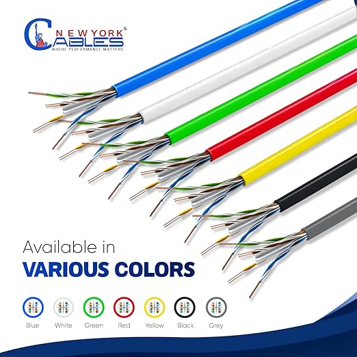 NewYork Cables CAT6 Plenum Cable 1000ft | 100% Solid Bare Copper, UTP, 550MHz, 23AWG, 4Pair 10GB Ethernet Cable, Certified CMP-Rated Bulk Cat 6 Cable for Networking & Gaming (1000ft, Pure Copper,Red)