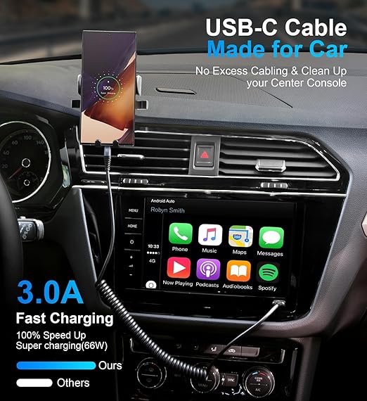 USB Type C Charger Cable Fast Charging [3FT+6FT], 2Pack Coiled USB A to USB C Charger Cable for Car Android Auto USB C Charger Cord, USBC Cable Compatible with iPhone 17/16/15/Samsung Galaxy S20
