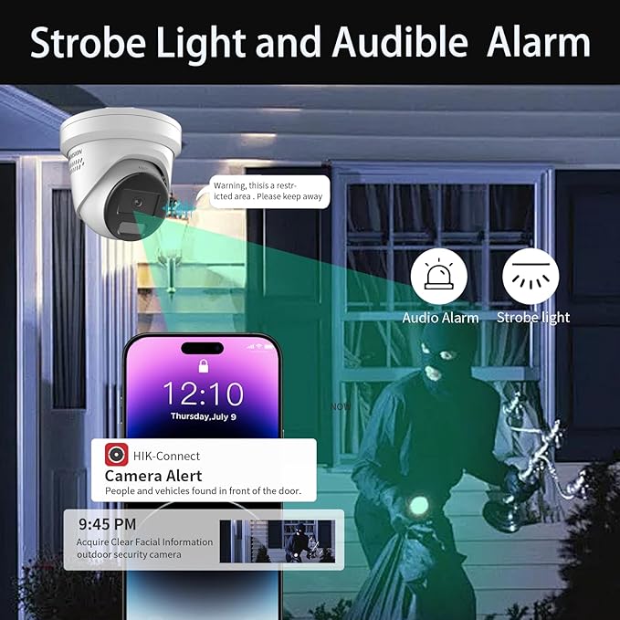 DS-2CD2347G2-LSU/SL 4MP Hik Color-Vu Turret Security PoE IP Camera Outdoor, 24/7 Colorful, Strobe Light and Audible Warning,Two Way Audio, H.265+, 130 dB WDR, IP67, 2.8mm DS-2CD2347G2-LU Upgrade