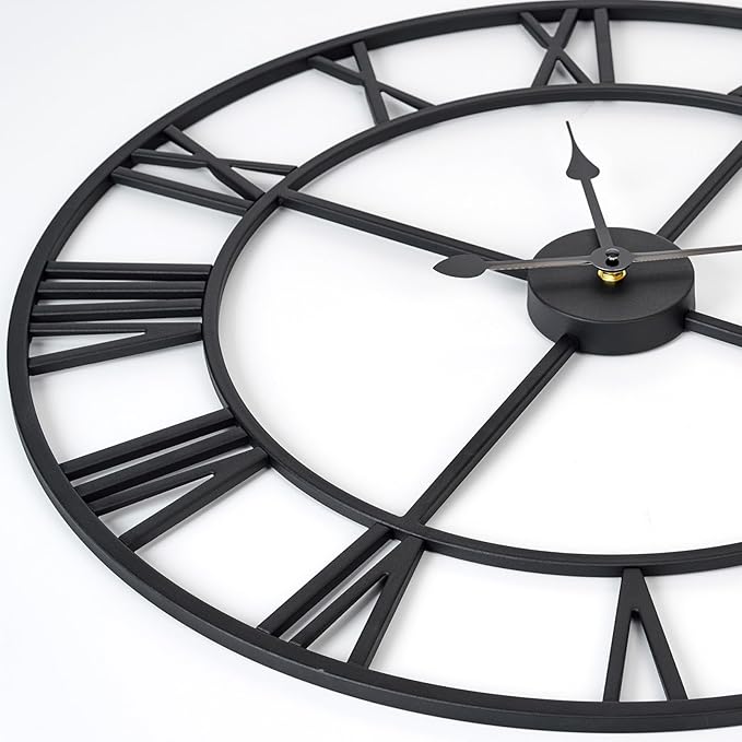 Large Wall Clock for Living Room Decor – 32 Inch Silent Non-Ticking Modern Farmhouse Wall Clock, Oversized Decorative Metal Roman Numeral Clock