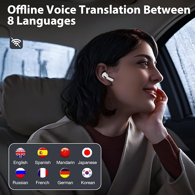 AI Language Translator Earbuds,3-in1 English-Spanish Translation Device,Instant Translation,Seamless Global Conversations, AI Bluetooth Earbuds with Charging Dock for Travel, Meetings, and Study