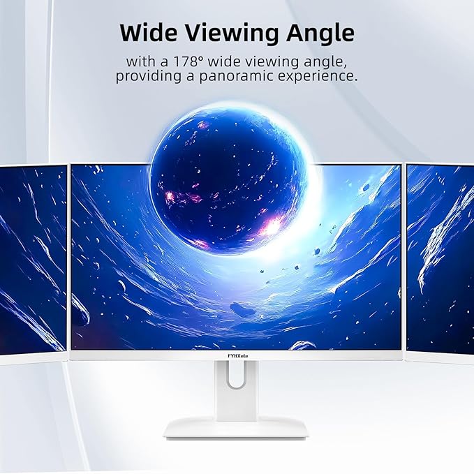 27” White Monitor, FHD (1920x1080P) 180Hz 100% sRG Computer Monitors，IPS Panel, 3Sides Frameless, Flicker-Less,Blue Light Filter, for Office & Gaming (DP,HDMI)
