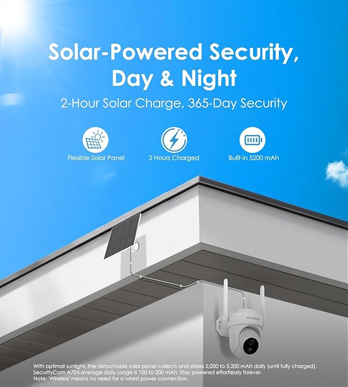 4K Security Cameras Wireless Outdoor, No Subscription, Works in -14°F Cold [2026 New] Solar-Powered Home Security Camera System with 360° Auto Tracking, Color Night Vision, 5G & 2.4G WiFi, Easy Setup