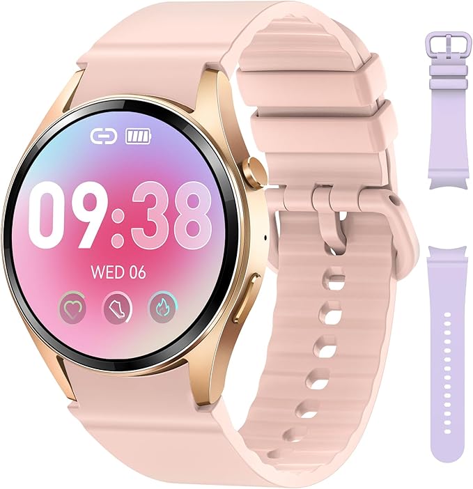 Smart Watches for Women Fitness Watch, IP68 Waterproof Fitness Tracker Smart Watch with Heart Rate/Sleep/SpO2 Monitor/Bluetooth Call/110+ Sport Modes, 1.26" HD Smartwatch for Android & iPhones,2 Bands