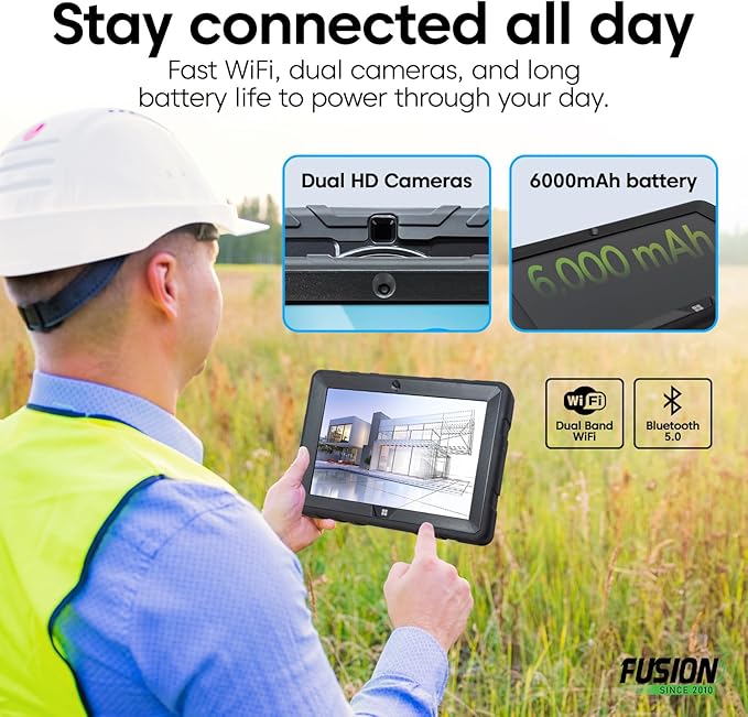 Fusion5 10.1" Windows 11 Full HD Rugged Tablet PC - Intel 13th Gen - FWIN232 PRO N5 Ultra Slim Windows Tablet Computer - 8GB RAM, 512GB SSD, 10 Inch, 5G WiFi, HD Webcam, Micro HDMI, Expandable Storage