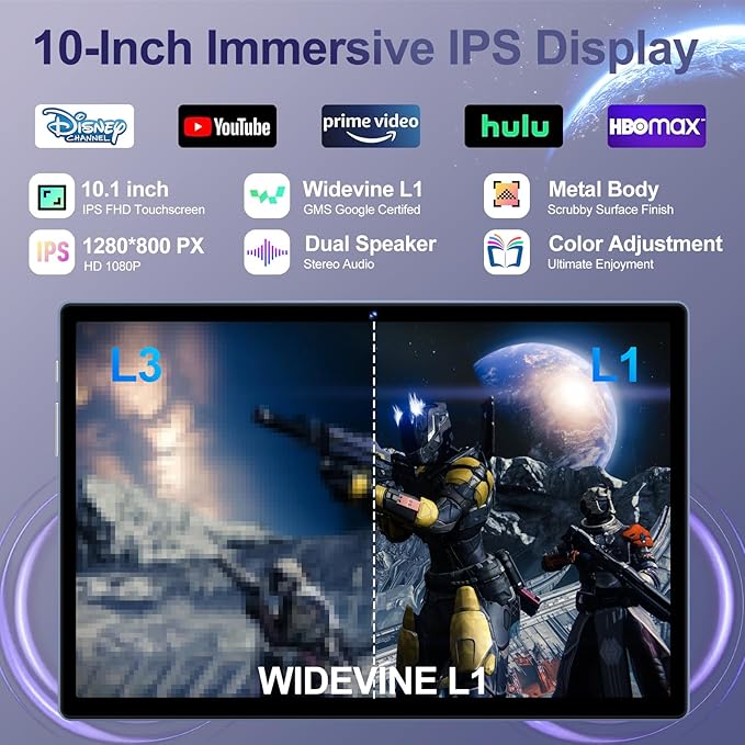 2025 Android 15 Tablet with Keyboard | Gemini AI, 30GB+128GB Octa-Core Electronics Tablets w/ 10 Inch IPS HD Display, 8000mAh, 5G WiFi, 1TB Expand, Mouse+Case, BT 5.0, Widevine L1, Metal Body -Blue