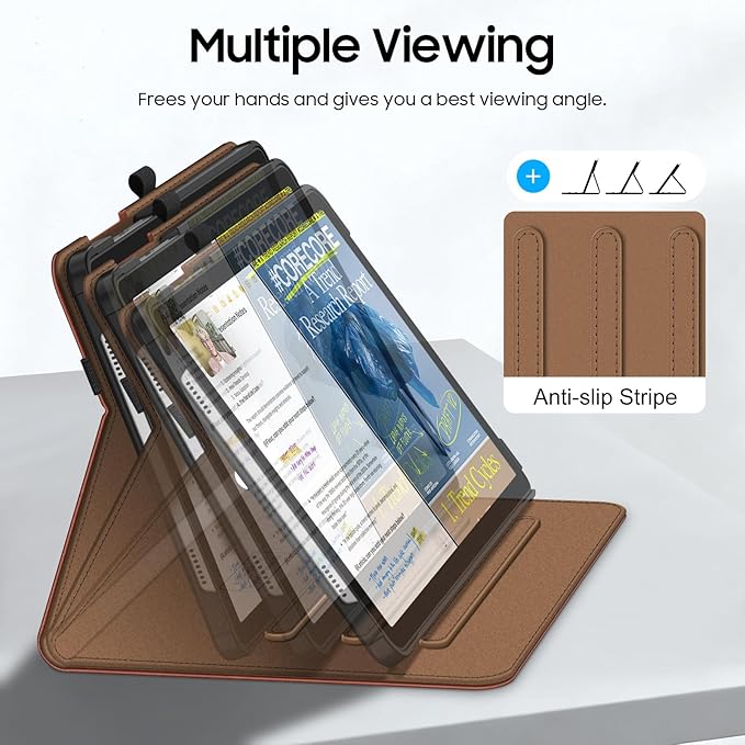 Fintie Case for Samsung Galaxy Tab A9 Plus/A9+ 5G 11 Inch 2023 Model (SM-X210/X216/X218), Multi-Angle Viewing Smart Stand Back Cover with Pocket Auto Wake/Sleep, Brown