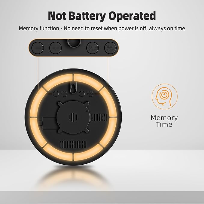 Digital Wall Clock, 8'' Round Digital Clock with Large Display, 11RGB Colors,Remote Control, Auto-Brightness,Temperature,DST,Night Light, Alarm, Count Down Timer for Classroom/Bedroom/Office