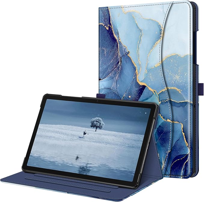 Fintie Case for Samsung Galaxy Tab A9 Plus/A9+ 5G 11 Inch 2023 Model (SM-X210/X216/X218), Multi-Angle Viewing Smart Stand Back Cover with Pocket Auto Wake/Sleep, Ocean Marble