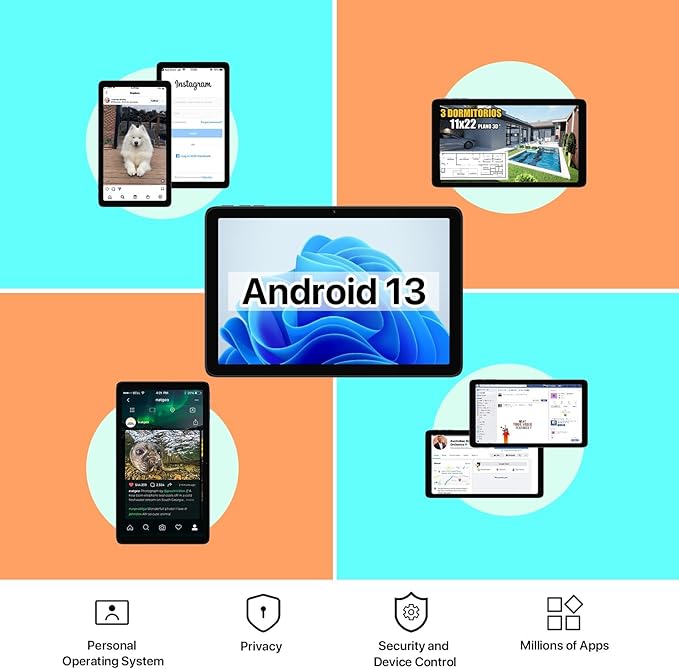 UMIDIGI G2 Tab Android 13 Tablet 8(4+4) GB RAM+64GB up to 1TB 10.1 inch Tablets with Quad-Core Processor 8MP+8MP Dual Camera WiFi 6 Bluetooth 5.0 6000mAh Split Screen Android Tablette Gray