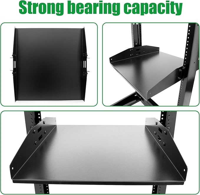 Server Rack Shelf-Rack Mount Cantilever Tray,2-Post Server Rack Shelf - Center Mount,for 19" Network Rack- Heavy Duty Steel - Weight Capacity 150lb-2U H 19" D/ 2 Pieces Packaging (2U19, 19INCH)