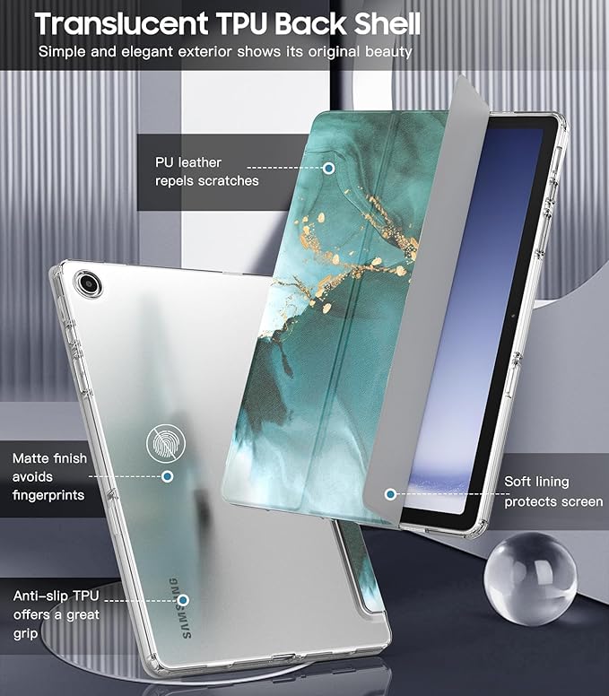 TiMOVO Case for Samsung Galaxy Tab A9+/A9 Plus 11" 2023, Slim Soft TPU Translucent Frosted Back Protective Cover for Galaxy Tab A9+ Tablet SM-X210/X216/X218, Auto Wake/Sleep, Cloud Peacock Blue