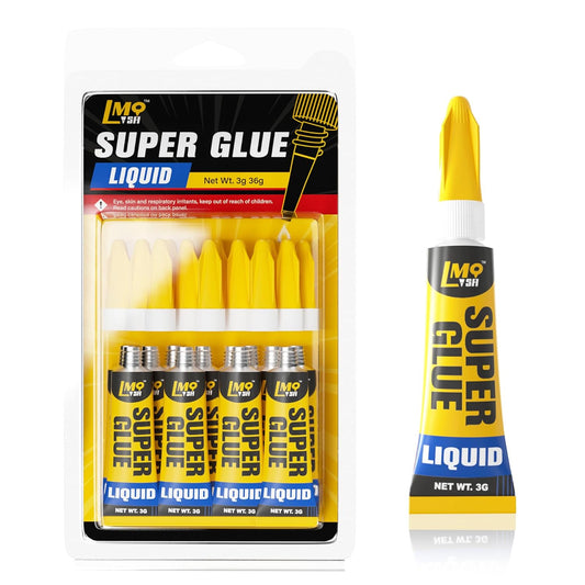 12Ã3g Mini Super Glue Clear Liquid, All Purpose Single Use Superglue Heavy Duty Strong for Plastic Ceramic Glass Metal Repair, Instant Cyanoacrylate Adhesive Bonding Wood Miniatures 3D Print