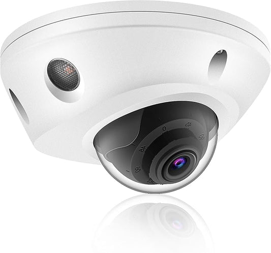 4K 8MP Mini Low Profile Dome PoE IP Camera Indoor 98 Feet Night Vision, 2.8mm Lens 105° Wide Angle, Waterproof IP67, H.265, Compatible with Uniview NVR