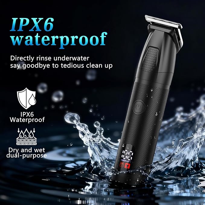 Beard Trimmer for Men Professional with Hair Clippers, 6-in-1 Cordless Hair Trimmer Set, IPX6 Waterproof Mens Grooming Kits Electric Razor for Face,Mustache,Body,Ear,Nose,Gifts