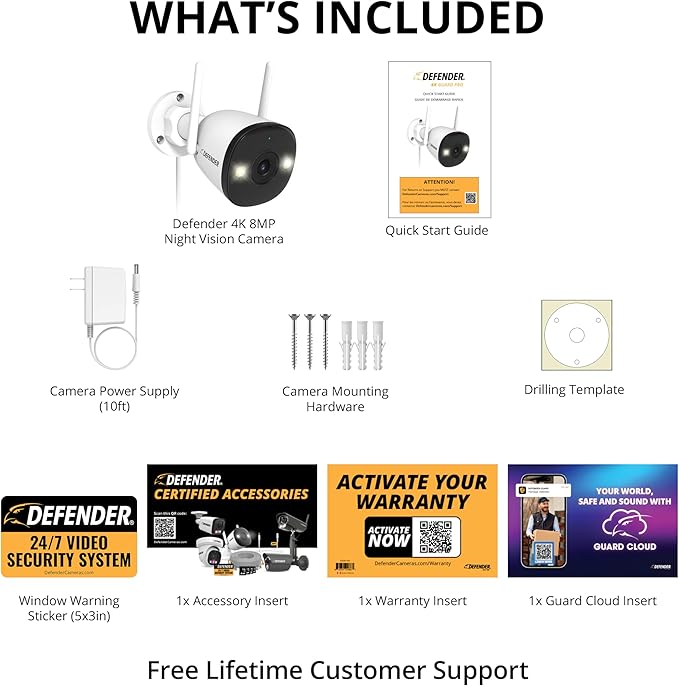 Defender AI Powered 4K Guard Pro 8MP WiFi 6/Bluetooth, Plug-in Power Wireless Security Camera Outdoor - Camera for Home Security with Smart AI Human Detection, Two-Way Talk, Works w/Guard App