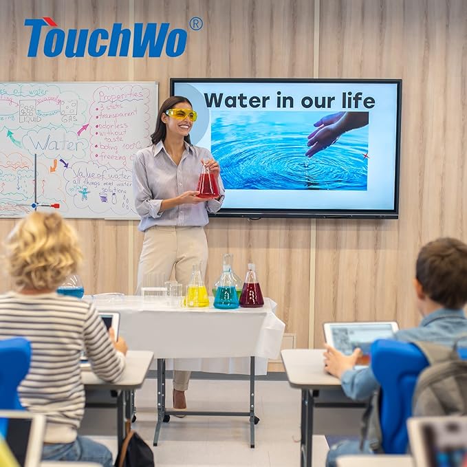 55" Interactive Touchscreen Monitor, Smart Board 4K Display with Wall Mount, Android 12 Smart Touch Screen Presentation Electronic Whiteboard for Office & Classroom, RAM 4G & ROM 64G