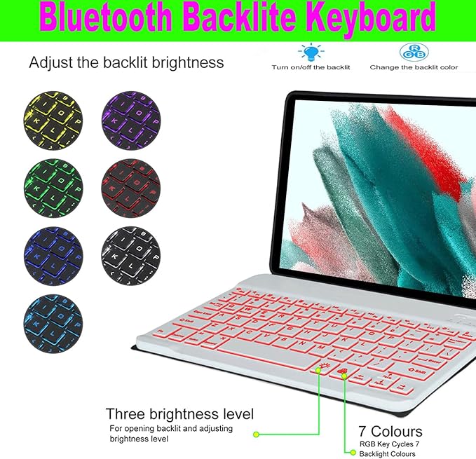 Keyboard Case for Samsung Galaxy Tab A11 Plus/ A9 Plus 11 inch (SM-X210/X216/X218) 2023, Backlite A9+ Keyboard Case with S Pen Holder for A11+(Pink)